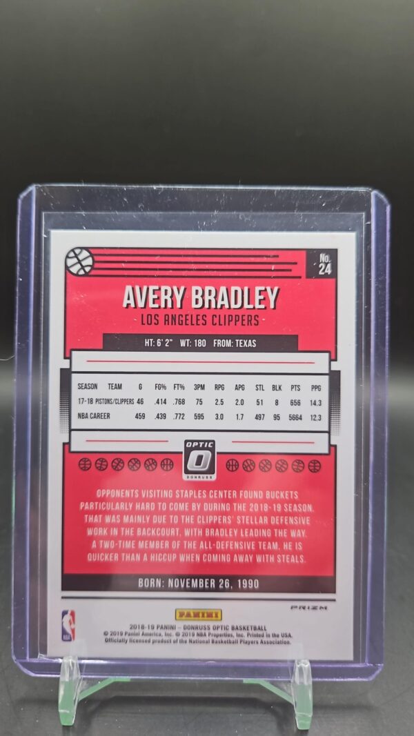 2018-19 Panini Donruss Optic Purple Prizm Avery Bradley #24 - Image 2