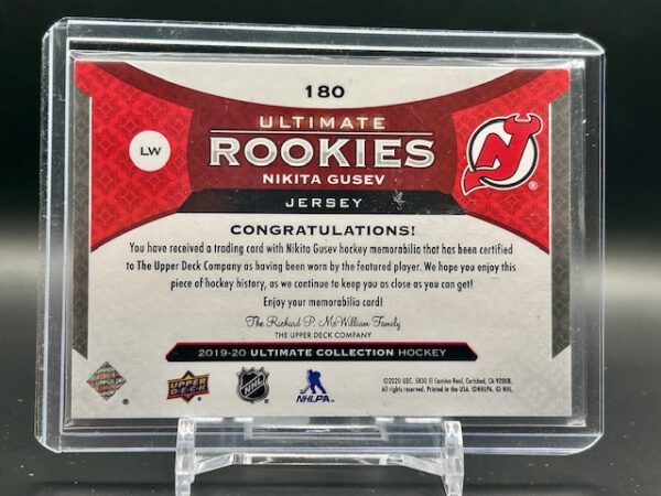 UD 2019-20 Ultimate Nikkita Gusev Rookies Jersey 24/299 #180 - Image 2
