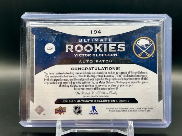UD 2019-20 Ultimate Victor Olofsson RPA 2/49 #194 - Image 2