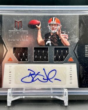 2012 Panini Momentum Brandon Weeden #/399 rookie autograph jersey card
