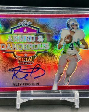 2018 Leaf Metal Draft Riley Ferguson Auto Red 3/5 rookie card #AD-RF2, ultra-rare serial numbered football autograph, premium collectible