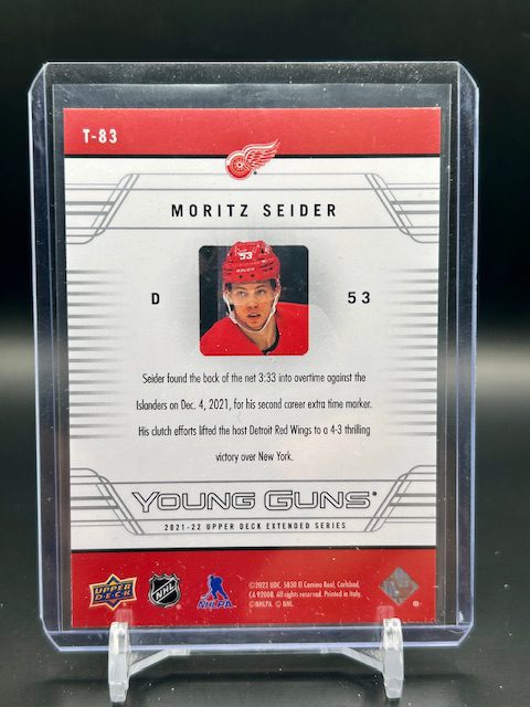 UD 2021-22 Ext Series Moritz Seider Young Guns Tribute #T-83 - Image 2