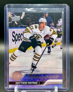 Official NHL rookie card Matthew Poitras Young Guns #478 from 2023-24 Upper Deck Series 2, Boston Bruins
