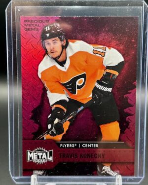 2020-21 Upper Deck Metal Precious Gems Travis Konecny hockey card #97/100, Philadelphia Flyers, rare serial numbered insert, premium NHL collectible