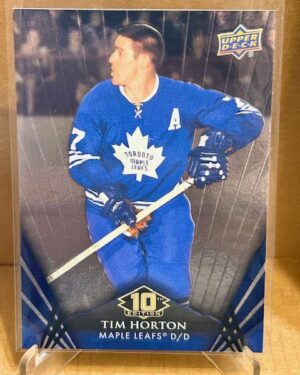 2024-25 Upper Deck Tim Hortons 10th Edition Tim Horton Base #1 NHL hockey card, essential for Tim Hortons and legends set collectors.