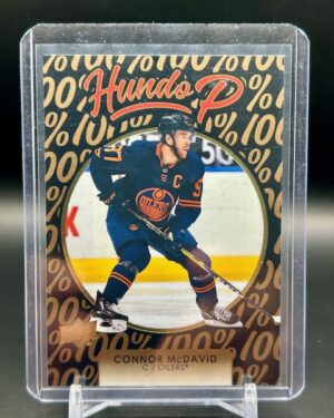 Gold Hundo P HP-1 Connor McDavid insert card from 2021-22 Upper Deck Series 1, Edmonton Oilers