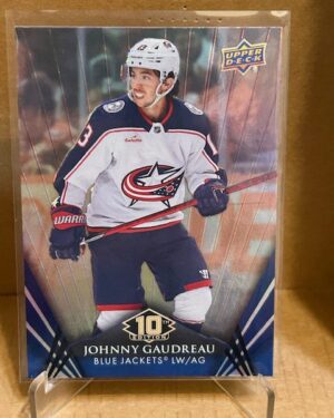 Johnny Gaudreau Base #48 2024-25 UD Tim Hortons 10th Edition NHL hockey card, ideal for Calgary Flames collectors and Tim Hortons set builders.