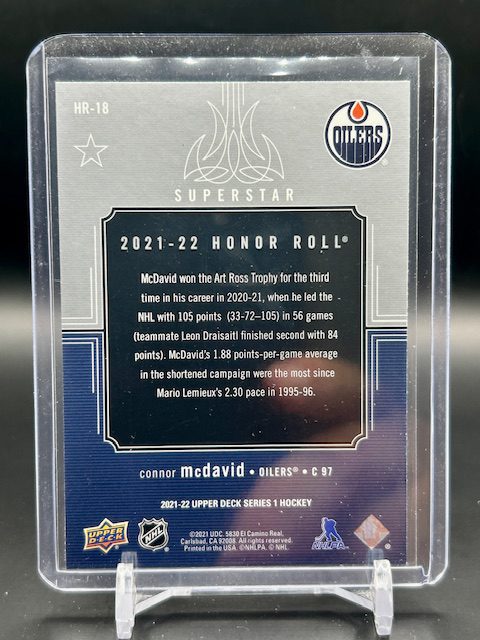 UD 2021-22 Series 1 Connor Mcdavid Honor Roll - Image 2