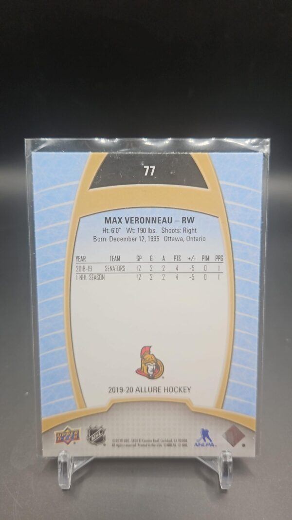 2019-20 Upper Deck Allure Rookie #77 Max Veronneau Ottawa Senators - Image 2