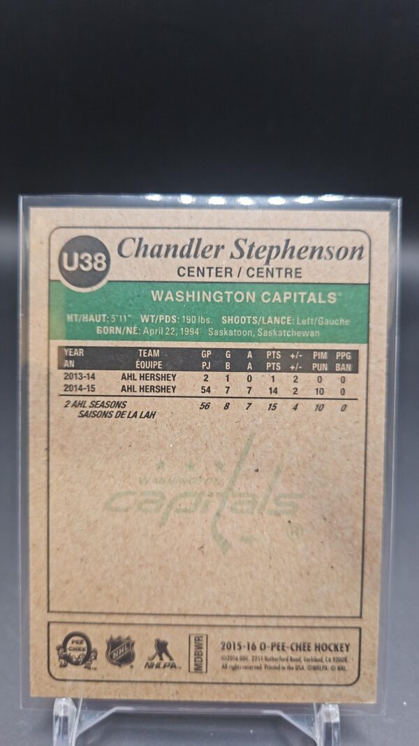 2015-16 O-Pee-Chee Retro RC Chandler Stephenson #U38 Washington Capitals - Image 2