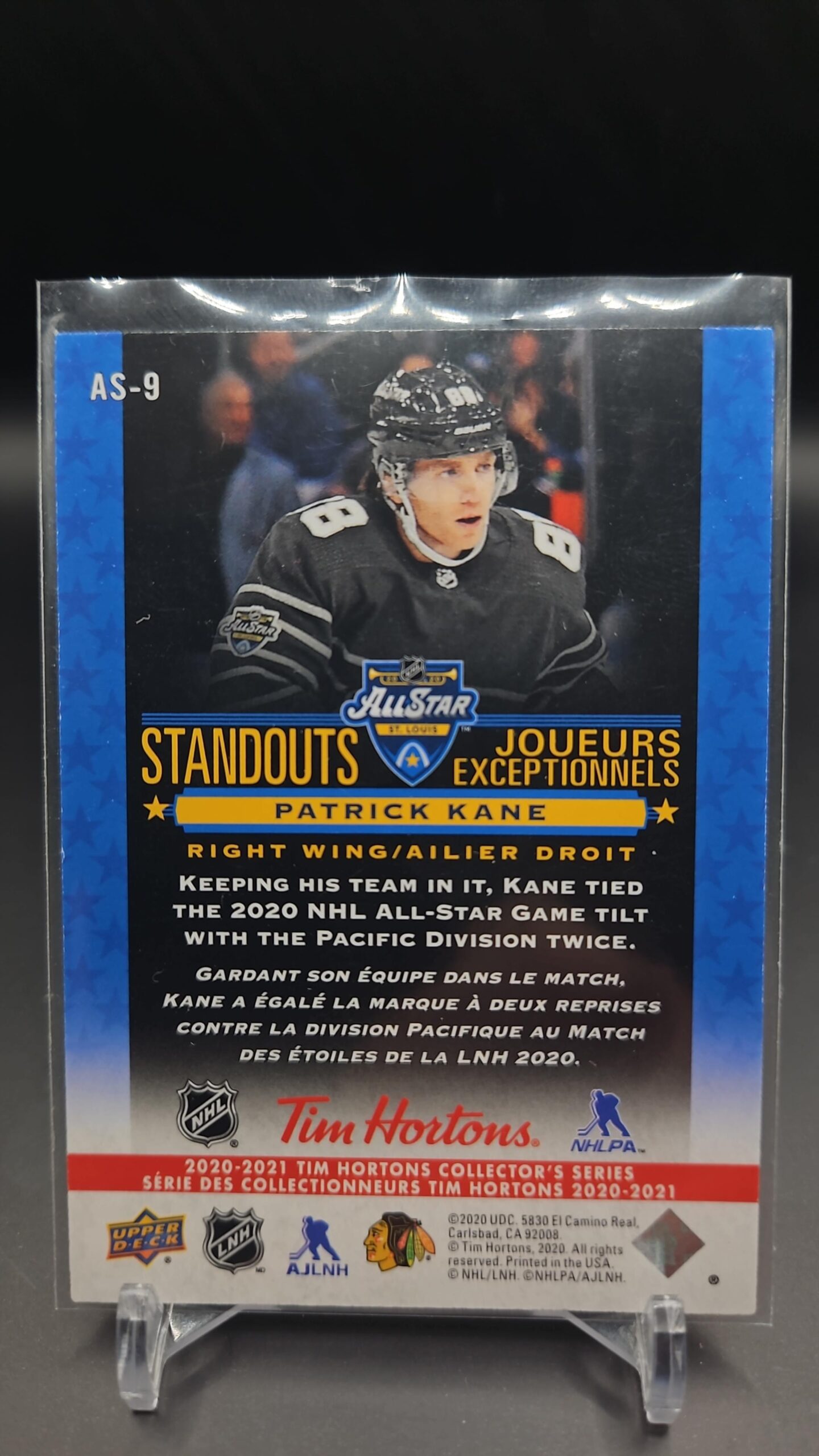 2020 Upper Deck Tim Hortons Collector’s Series All-Star Standouts Patrick Kane Card - Image 2