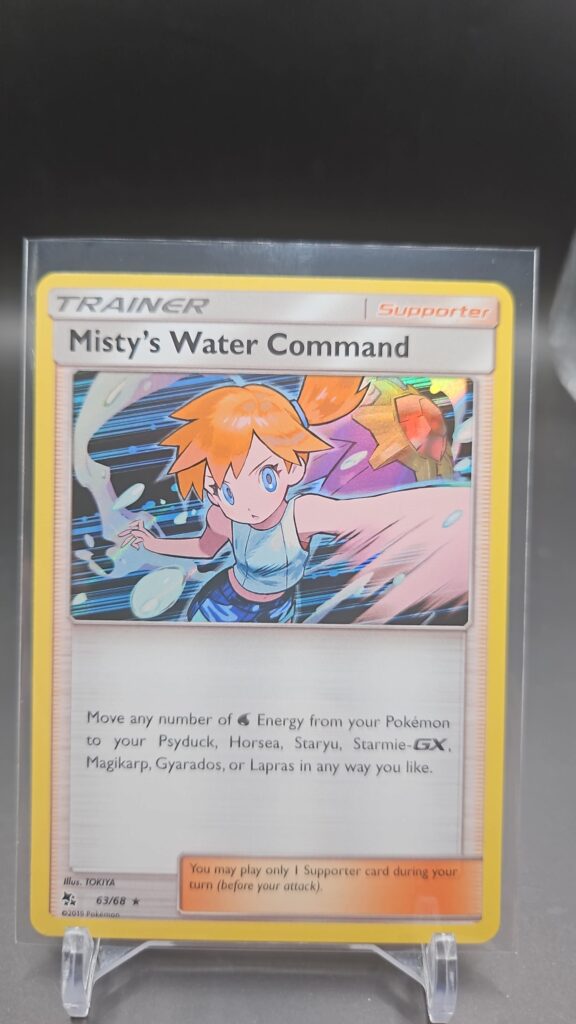 Misty’s Water Command 63/68 Rare Holo Trainer Hidden Fates Pokémon Card Front