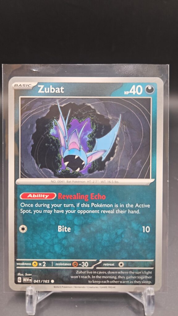 Front face of Zubat 041/165 Common card from the English Pokémon Scarlet & Violet 151 base set