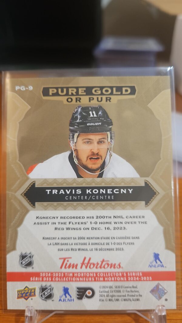 2024-25 UD Tim Hortons PURE GOLD TRAVIS KONECNY # PG-9 - Image 2