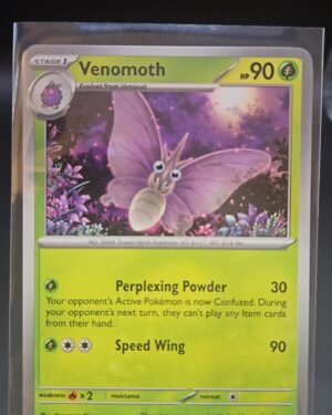 Venomoth 049/165 from Scarlet & Violet 151, English Pokémon card, uncommon rarity, featuring detailed artwork and collector appeal