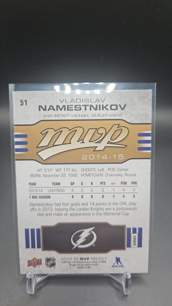 2014-15 UD MVP - VLADISLAV NAMESTNIKOV #51 Tampa Bay Lightnings Rookie RC - Image 2