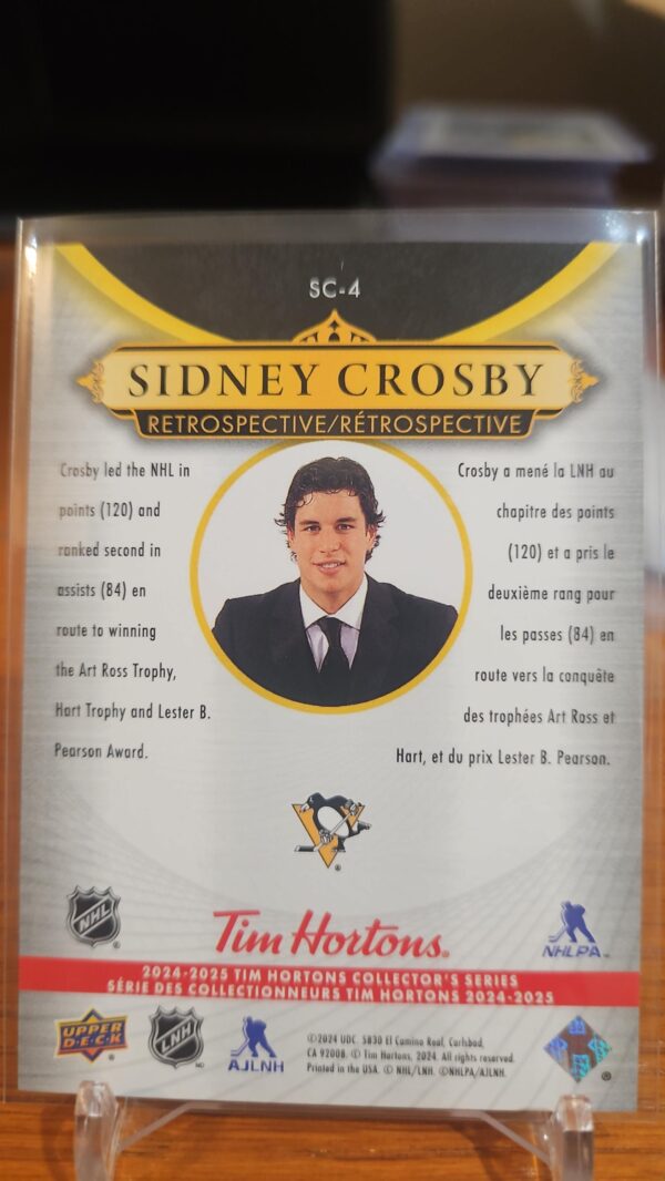 2024-25 UD Tim Hortons RETROSPECTIVE SIDNEY CROSBY# SC-4 - Image 2