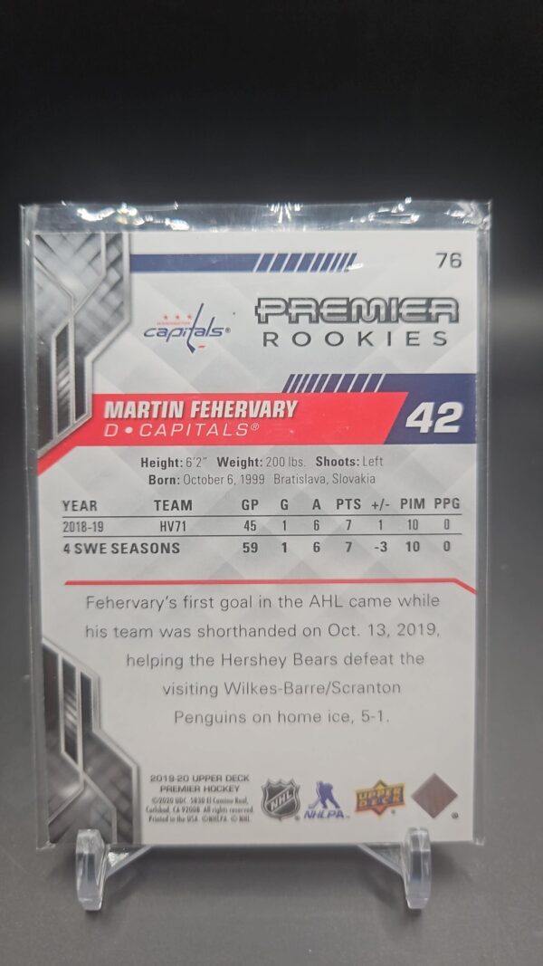 2019-20 Upper Deck Premier Rookies /299 Martin Fehervary #76 Rookie RC - Image 2