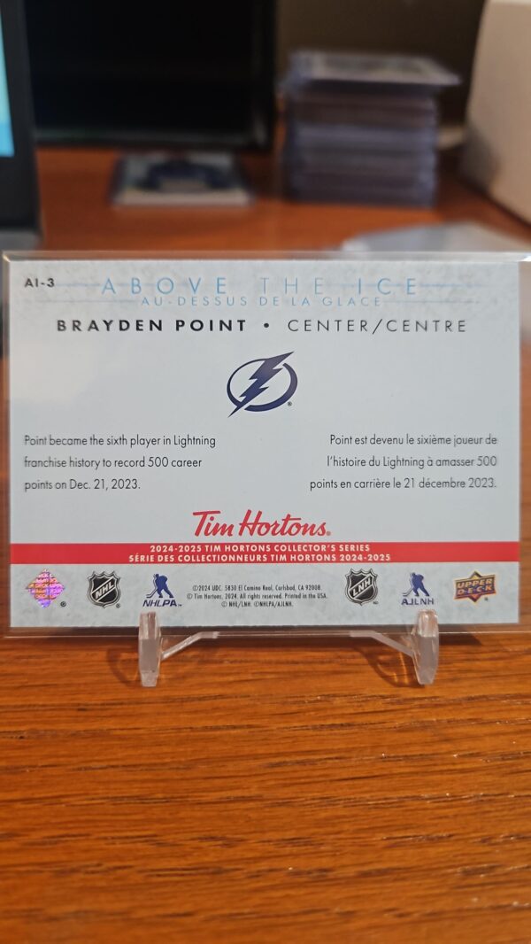 2024-25 UD Tim Hortons ABOVE THE ICE Brayden Point #AI-3 - Image 2