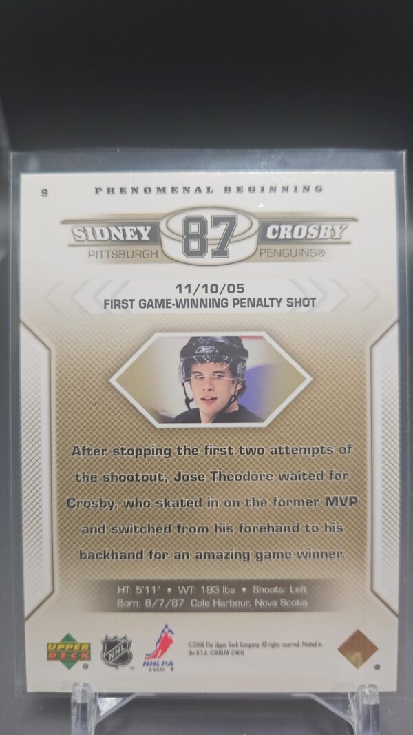 2005-06 Upper Deck UD Phenomenal Beginning SIDNEY CROSBY #9 - Image 2