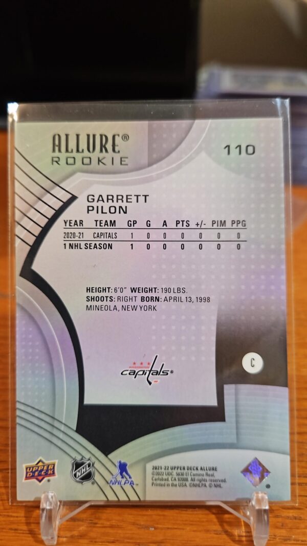 2021-22 Upper Deck Allure Rookie #110 Garrett Pilon - Image 2