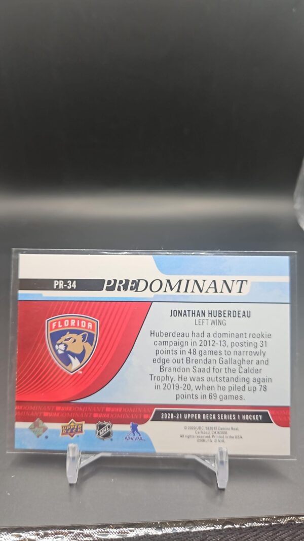 2020-21 UD Series 1 Predominant #PR-34 Jonathan Huberdeau - Florida Panthers - Image 2