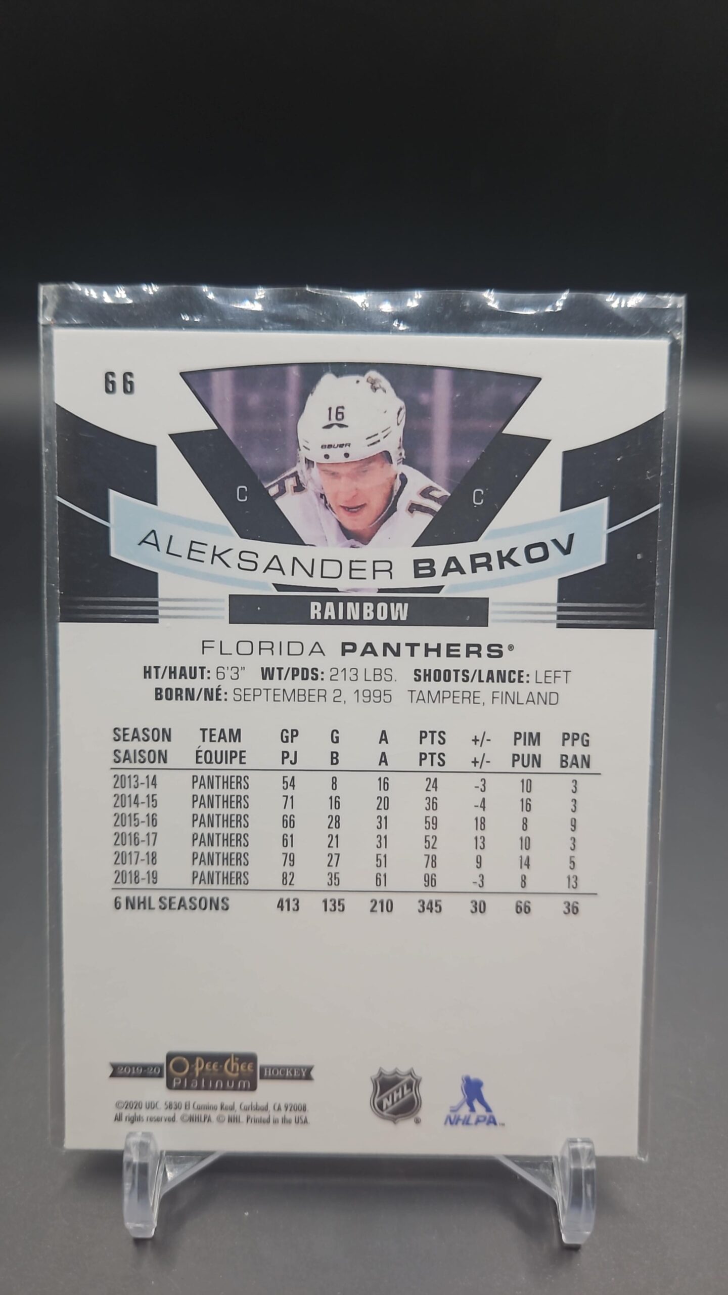 2019-20 O-Pee-Chee Platinum Rainbow #66 Aleksander Barkov Florida Panthers Card - Image 2
