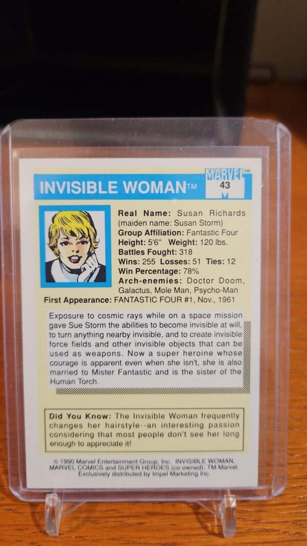 1990 Impel Marvel Universe #43 Invisible Woman - Image 2