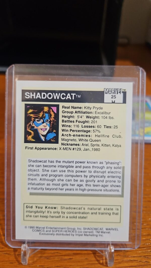 1990 Impel Marvel #25 Shadowcat Marvel Comics Card - Image 2