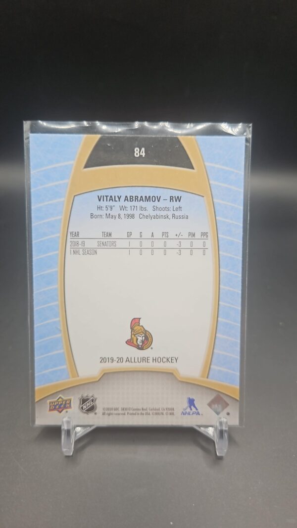 2019-20 Allure Rookie Vitaly Abramov #84 Ottawa Senators - Image 2
