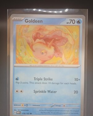 Goldeen 118/165 from Scarlet & Violet 151, English Pokémon card, common rarity, featuring colorful artwork and collector appeal