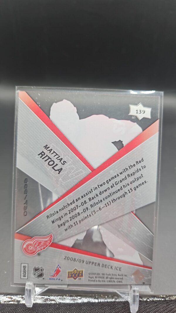 08/09 UPPER DECK ICE PREMIERES RC #139 Mattias Ritola #/999 - Image 2