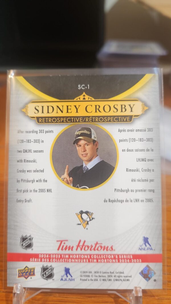 2024-25 UD Tim Hortons RETROSPECTIVE SIDNEY CROSBY# SC-1 - Image 2