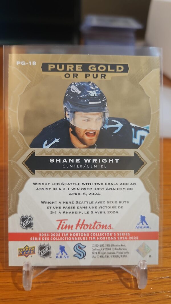 2024-25 Upper Deck Tim Hortons Pure Gold Shane Wright #PG-18 - Image 2