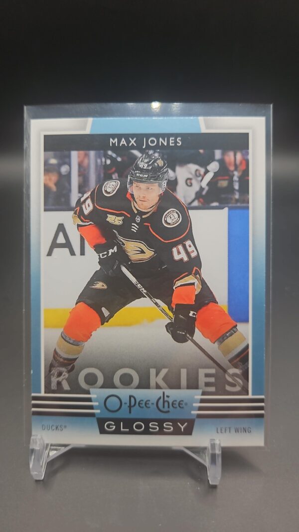 2019-20 Upper Deck O-Pee-Chee Glossy Rookies Blue Max Jones Anaheim Ducks #R-4