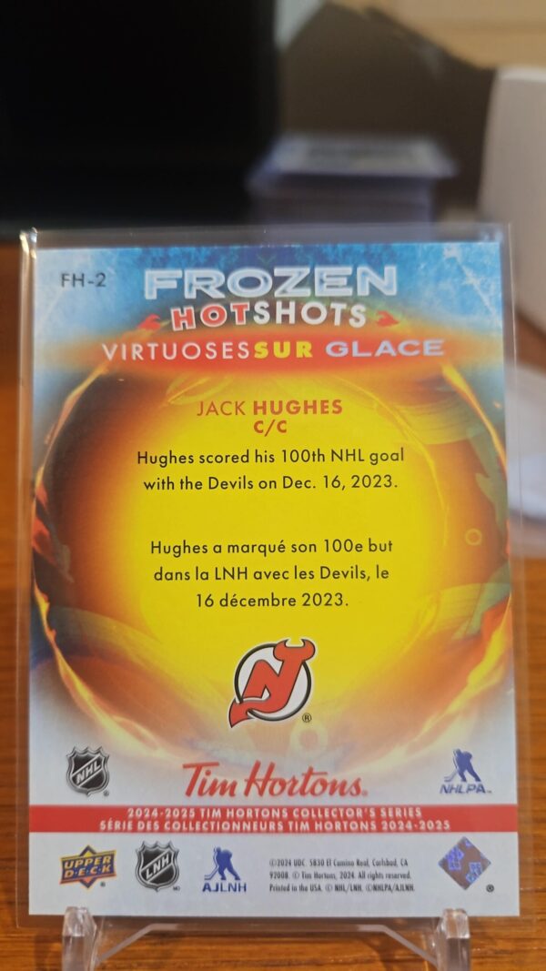 2024-25 Upper Deck Tim Hortons Frozen Hotshots #FH-2 Jack Hughes - Image 2