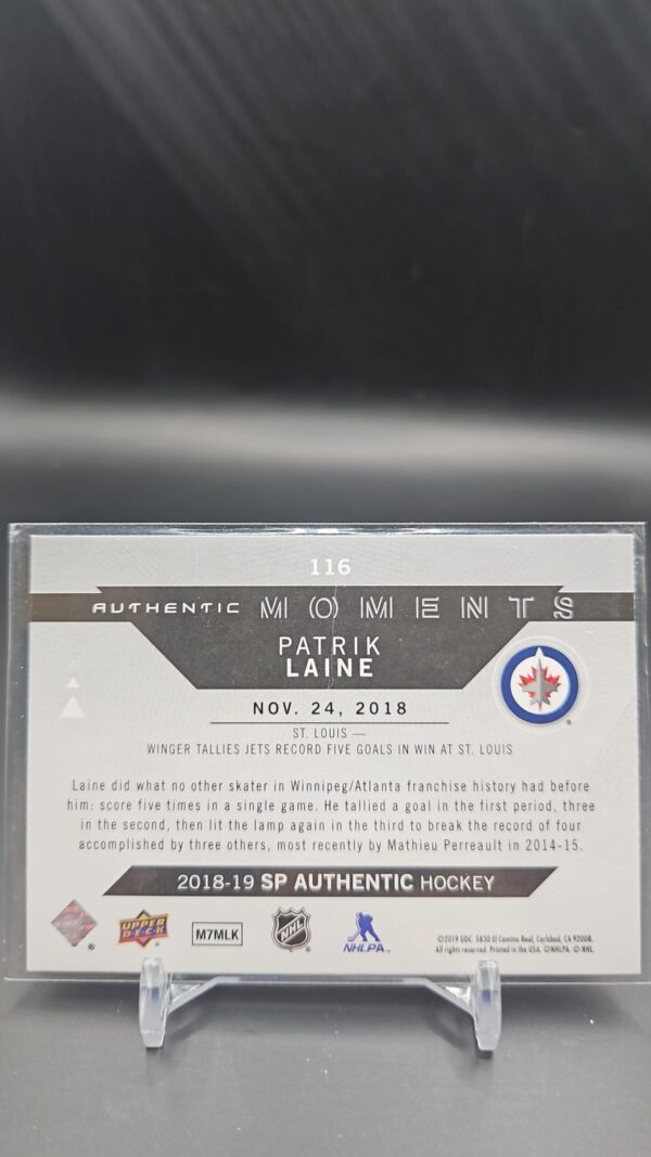 2018-19 UD SP Authentic Authentic Moments #116 Patrik Laine - Winnipeg Jets - Image 2