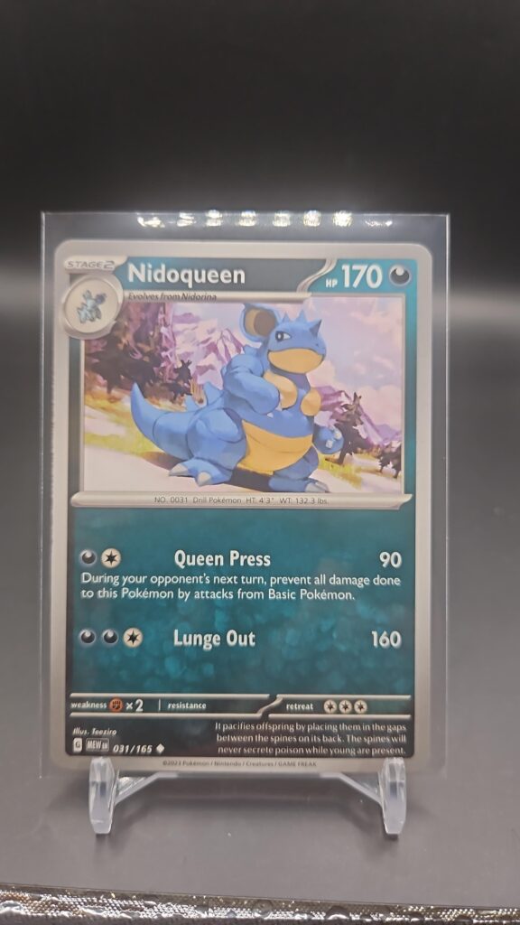 Nidoqueen 031/165 from Scarlet & Violet 151, English Pokémon card, uncommon rarity, featuring bold artwork and collector appeal