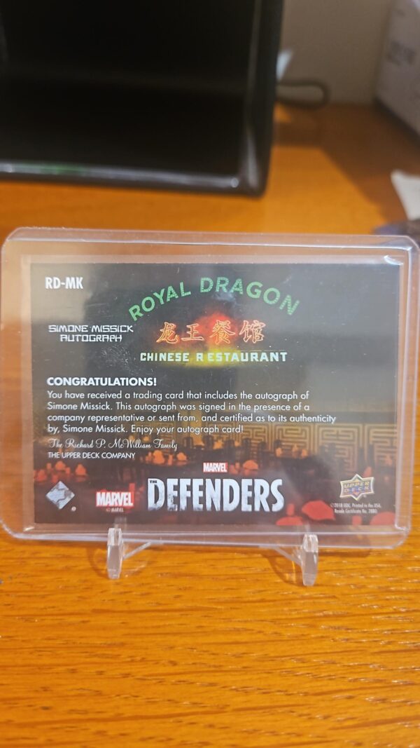 2018 Marvel Defenders Markings of the Royal Dragon Simone Missick Auto RD-SM - Image 2