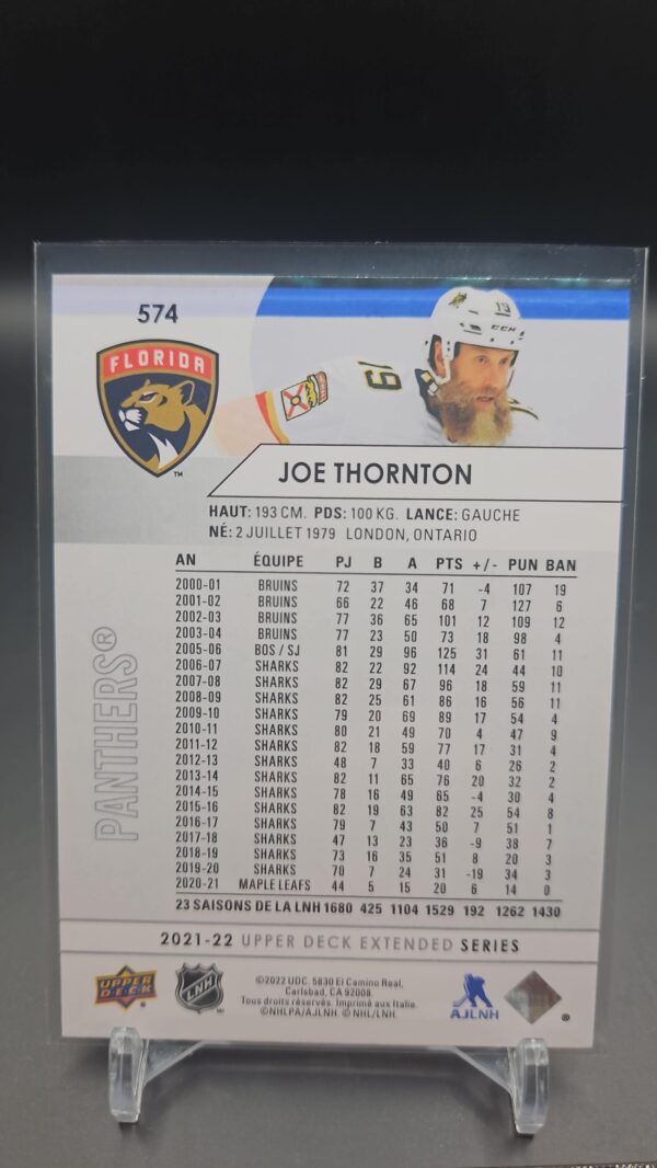 2021-22 Upper Deck #574 Joe Thornton Florida Panthers base - Image 2