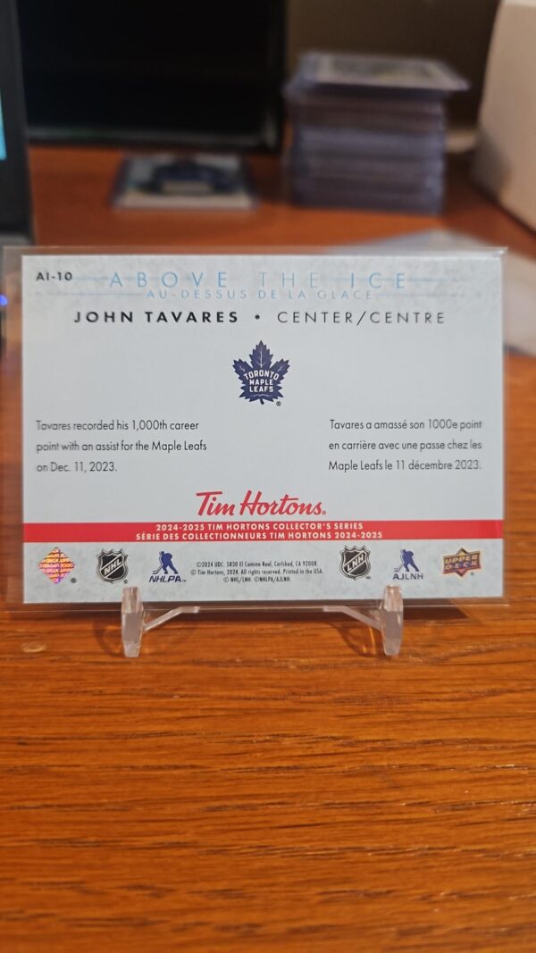 2024-25 Upper Deck Tim Hortons Above the Ice John Tavares #AI-10 - Image 2