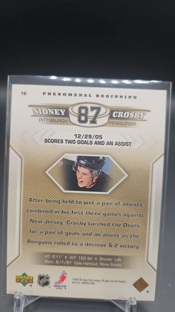 2005-2006 Upper Deck Phenomenal Beginnings #16 Sidney Crosby - Image 2