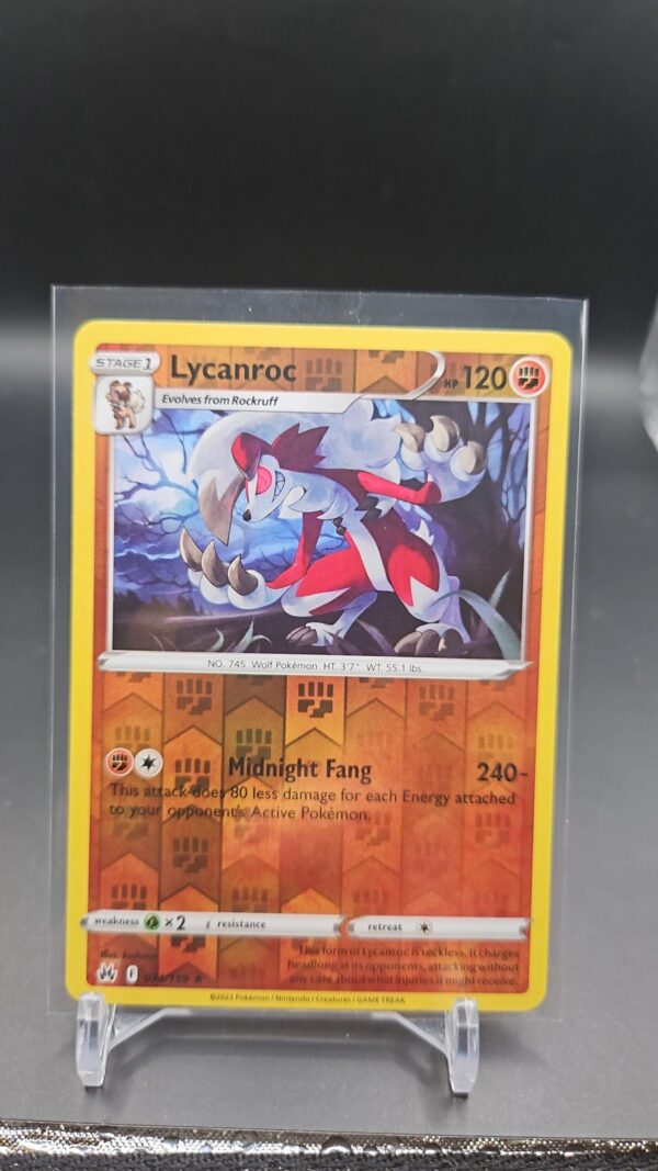 Lycanroc 074/159 -Reverse Holo Rare - Crown Zenith MINT - Pokemon
