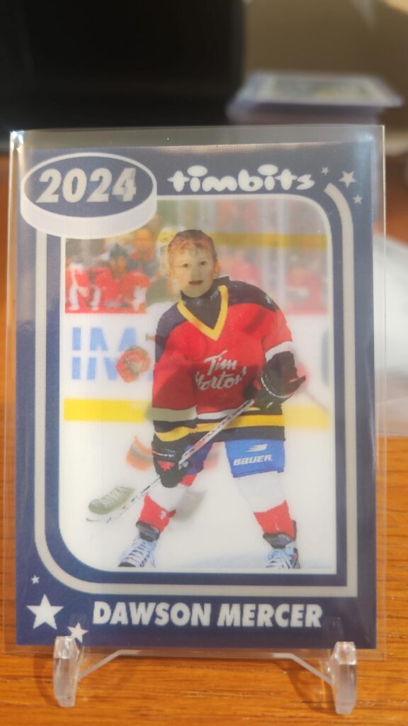 2024-25 Upper Deck Tim Hortons Dawson Mercer Timbits 3D #2006 NHL hockey insert card, ideal for Tim Hortons and Mercer collectors.