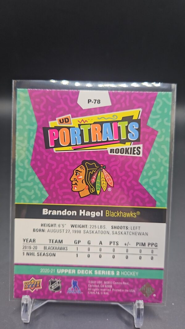 Brandon Hagel 2020-21 Upper Deck Series 2 UD Rookie Portraits #P-78 Chicago - Image 2