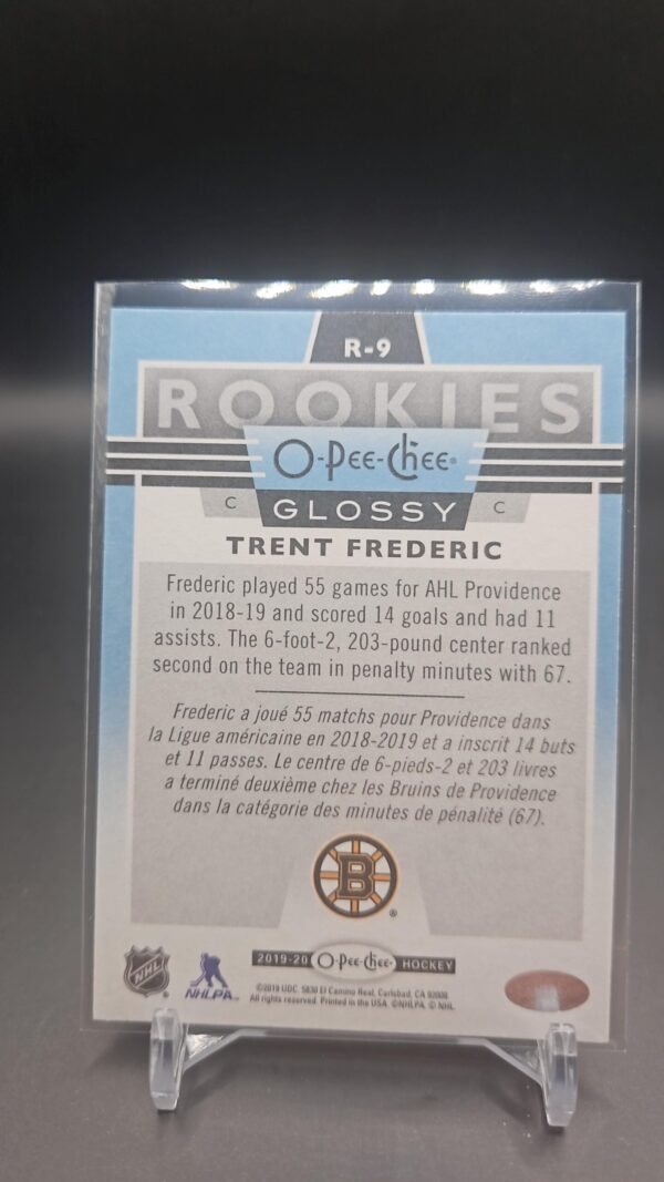 2019-20 O-Pee-Chee Glossy Rookies Trent Frederic Rookie Boston Bruins #R-9 - Image 2