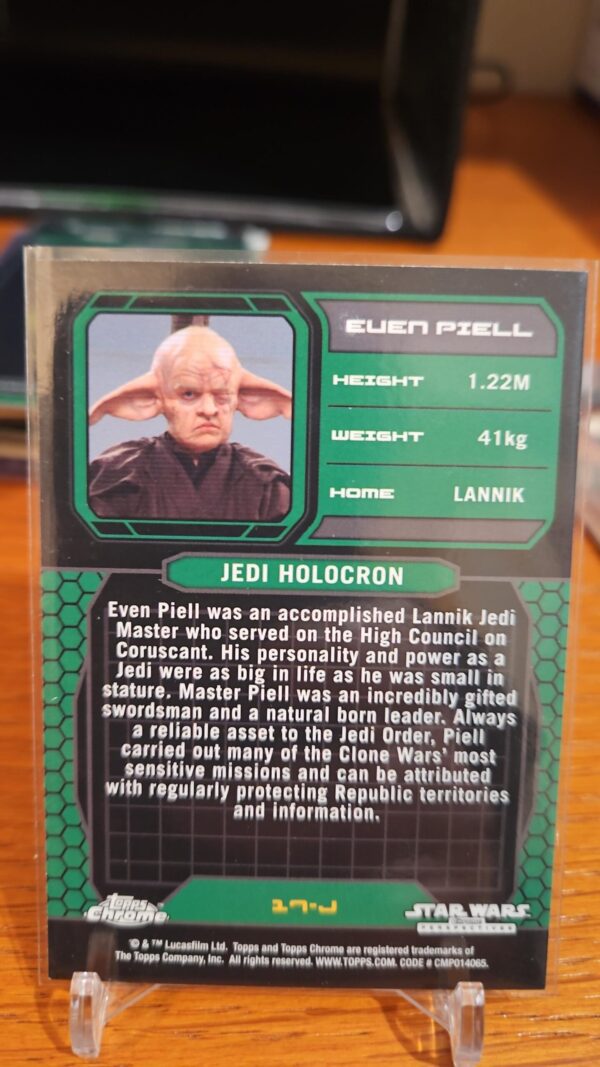 2015 Star Wars Chrome Perspectives Refractors Jedi Evan Piell #17-j - Image 2