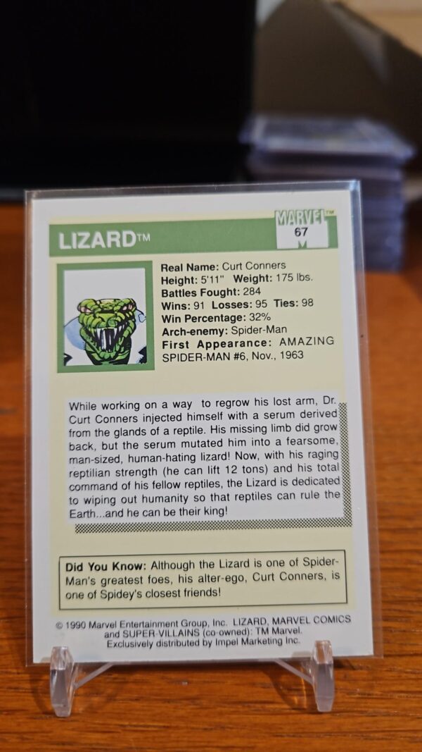 1990 Impel Marvel Universe card #67 LIZARD - Image 2