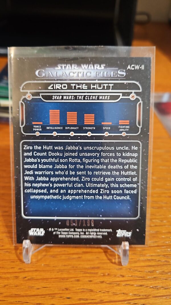 2017 Topps Star Wars Galactic Files Reborn Green /199 Ziro the Hutt #ACW-11 - Image 2