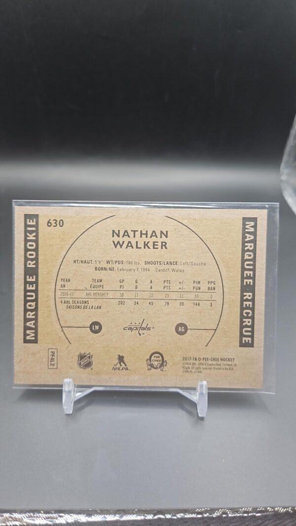 O-Pee-Chee 2017-18 Marquee Retro Rookie Nathan Walker # 630 - Image 2